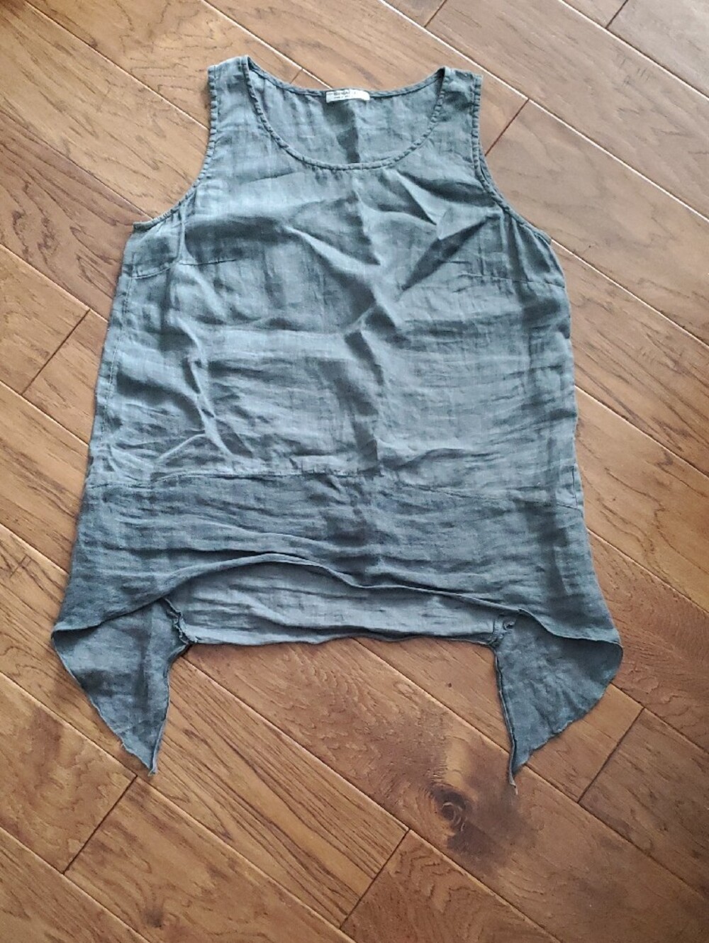 Banana Blue Made in Australia Linen Tank Size S